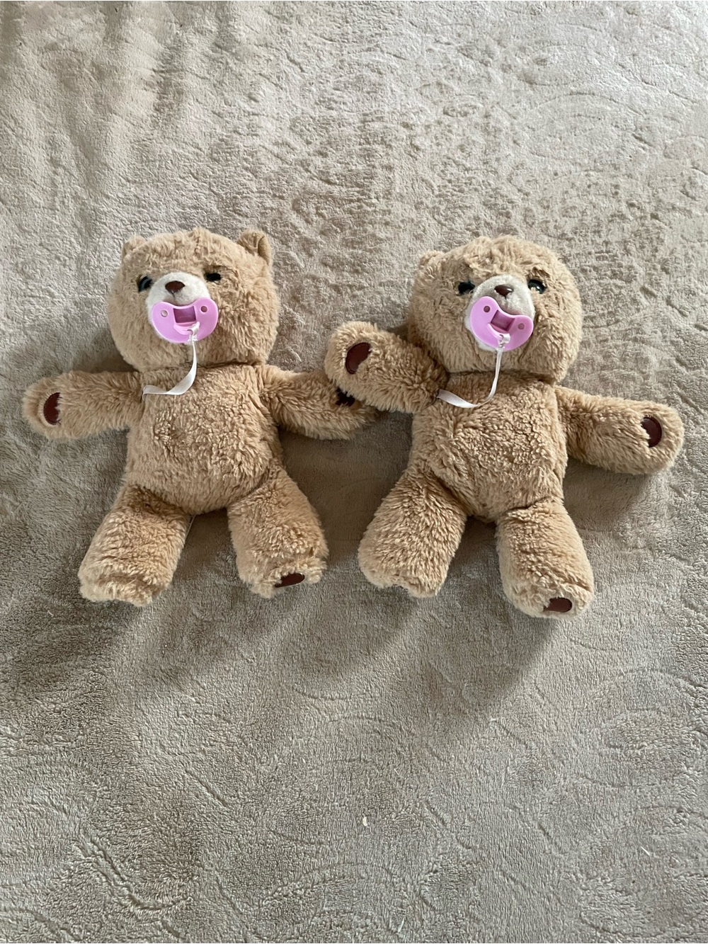 Plush Brown Teddy Bear with Pink Pacifier - Kids Toy